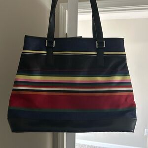 Striped Multicolor Large Tote Style Shoulder Bag NWOT